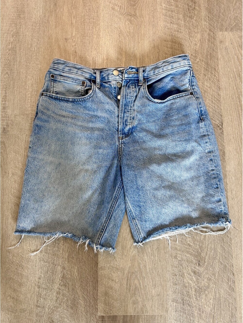 Aritzia Denim Forum The Joni Loose Long Short High Rise Denim Blue Size 30
